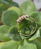 15ct gold Georgian natural topaz & pearl halo estate ring
