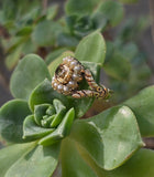 15ct gold Georgian natural topaz & pearl halo estate ring