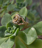 15ct gold Georgian natural topaz & pearl halo estate ring