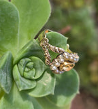 15ct gold Georgian natural topaz & pearl halo estate ring