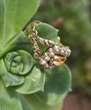 15ct gold Georgian natural topaz & pearl halo estate ring