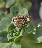 15ct gold Georgian natural topaz & pearl halo estate ring