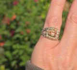 15ct gold Georgian natural topaz & pearl halo estate ring