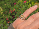 15ct gold Georgian natural topaz & pearl halo estate ring