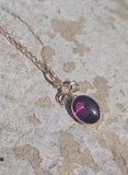 7ct gold Victorian bow amethyst & seed pearl necklace pendant lavaliere
