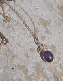 7ct gold Victorian bow amethyst & seed pearl necklace pendant lavaliere