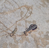 7ct gold Victorian bow amethyst & seed pearl necklace pendant lavaliere