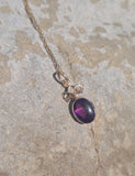 7ct gold Victorian bow amethyst & seed pearl necklace pendant lavaliere
