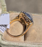 18ct gold moonstone & mine cut diamond antique halo ring