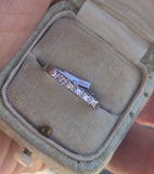 Platinum 6 diamond vintage wedding band