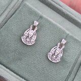14k white gold old cut diamond Deco estate earrings