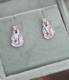 14k white gold old cut diamond Deco estate earrings