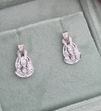 14k white gold old cut diamond Deco estate earrings