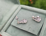14k white gold old cut diamond Deco estate earrings