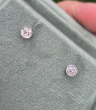 14k white gold bezel set old mine cut diamond studs earrings - .40ct tw