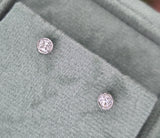 14k white gold bezel set old mine cut diamond studs earrings - .40ct tw