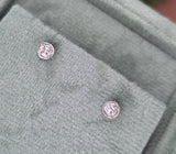 14k white gold bezel set old mine cut diamond studs earrings - .40ct tw