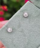 14k white gold bezel set old mine cut diamond studs earrings - .40ct tw