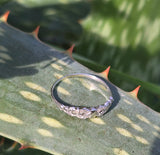 18k white gold Deco 12 diamond estate wedding stackable band