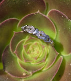 18k white gold Deco 12 diamond estate wedding stackable band