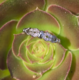 18k white gold Deco 12 diamond estate wedding stackable band