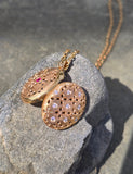 18k gold Robert Coin Granada diamond and ruby estate locket HOLD
