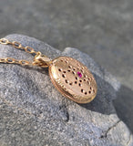 18k gold Robert Coin Granada diamond and ruby estate locket HOLD