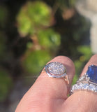 14k gold old cut diamond cluster antique ring