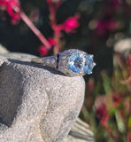 Platinum Deco c.1920's filigree aquamarine, sapphire and diamond estate ring