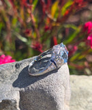 Platinum Deco c.1920's filigree aquamarine, sapphire and diamond estate ring