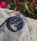 Platinum Deco c.1920's filigree aquamarine, sapphire and diamond estate ring