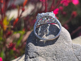 Platinum Deco c.1920's filigree aquamarine, sapphire and diamond estate ring