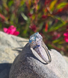 Platinum Deco c.1920's filigree aquamarine, sapphire and diamond estate ring