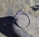 Platinum Deco c.1920's filigree aquamarine, sapphire and diamond estate ring