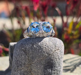 Platinum Deco c.1920's filigree aquamarine, sapphire and diamond estate ring