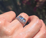 Platinum Deco c.1920's filigree aquamarine, sapphire and diamond estate ring