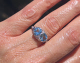Platinum Deco c.1920's filigree aquamarine, sapphire and diamond estate ring