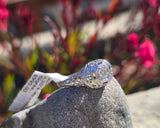 18k gold white gold filigree diamond antique engagement ring - apx .20ct