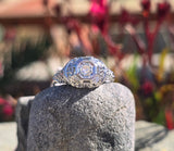 18k gold white gold filigree diamond antique engagement ring - apx .20ct