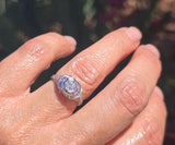 18k gold white gold filigree diamond antique engagement ring - apx .20ct