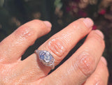 18k gold white gold filigree diamond antique engagement ring - apx .20ct