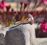 15ct gold Victorian ruby, pearl and old cut diamond ring band