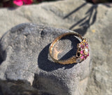 15ct gold Victorian ruby, pearl and old cut diamond ring band
