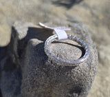 Platinum diamond channel set engraved eternity wedding stackable band - size 5