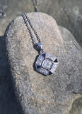 Platinum Art Deco c.1920's filigree sapphire and diamond antique pendant necklace
