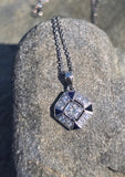 Platinum Art Deco c.1920's filigree sapphire and diamond antique pendant necklace