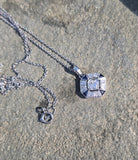 Platinum Art Deco c.1920's filigree sapphire and diamond antique pendant necklace