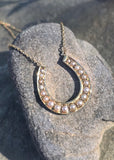 18ct gold horseshoe pearl necklace pendant