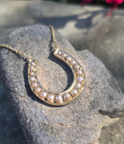 18ct gold horseshoe pearl necklace pendant