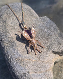 14k gold BEE bug insect pearl and garnet antique pendant necklace 🐝